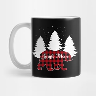 Single Mom Bear Buffalo Red Plaid Matching Family Christmas Mug